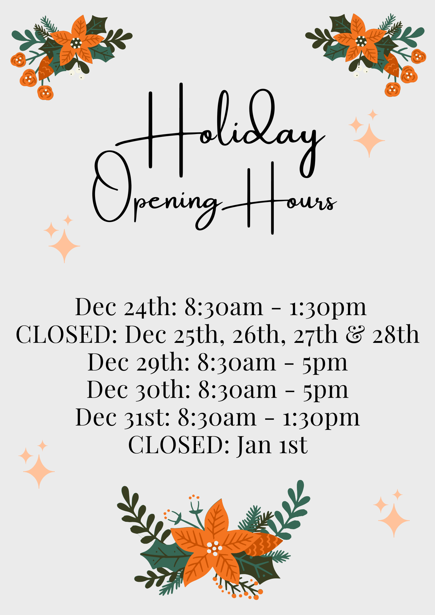 xmas hours 25